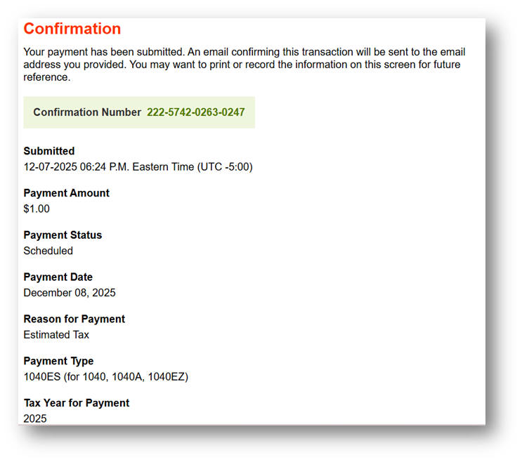 MAKE A PAYMENT IRS visual data 8
